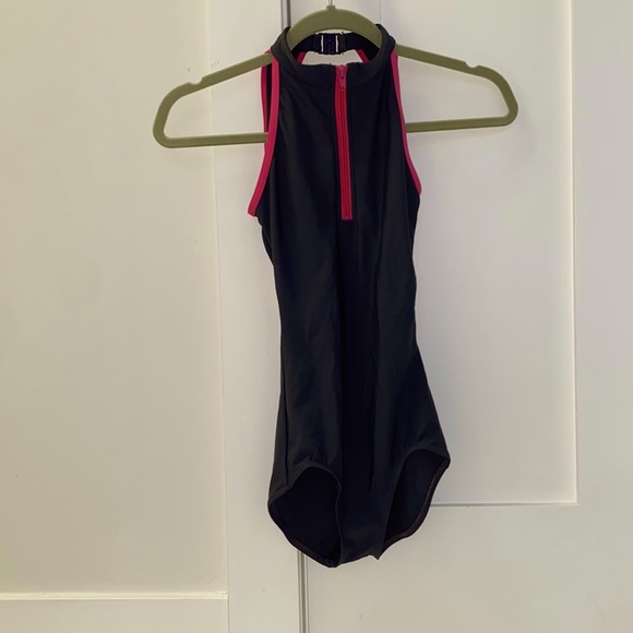 Sporty Flattering High Neck (Zipper Front/Scoop Back) Leotard - Picture 1 of 2